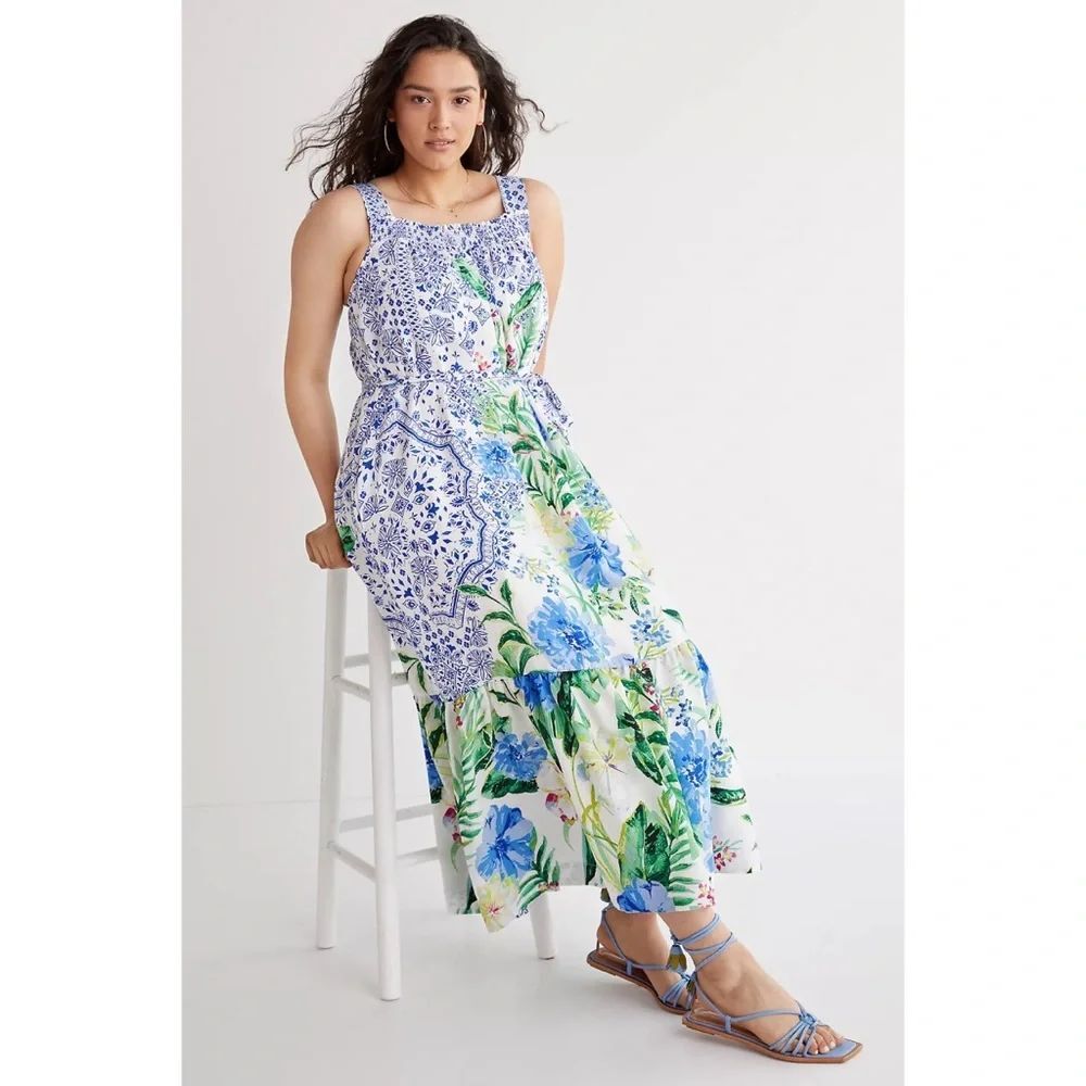 Anthropologie Maeve Bouquet Flounced Maxi Dress